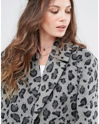 Glamorous Tall Smart Coat In Monochrome Leopard Print
