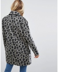 Glamorous Smart Coat In Monochrome Leopard Print