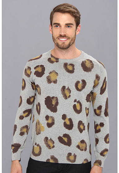 Mens cotton crew neck sweater leopard 