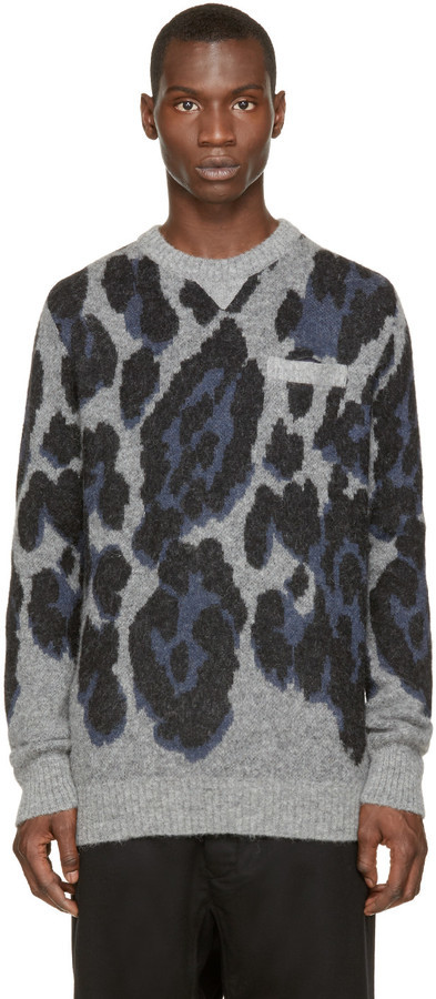 Sacai Grey Leopard Print Sweater, $655 | Lookastic