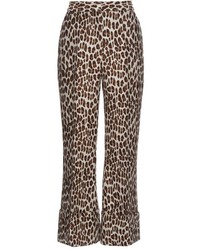 Stella McCartney Leopard Print Wool Blend Cropped Trousers