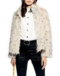 Topshop Patsy Snow Leopard Faux Fur Jacket