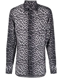 Tom Ford Leopard Print Pointed Collar Shirt