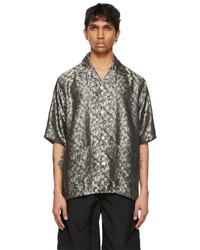 Needles Grey Leopard Jacquard Cabana Short Sleeve Shirt