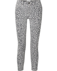 Current/Elliott The Stiletto Leopard Print Mid Rise Skinny Jeans