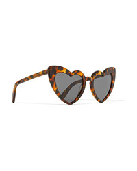 Saint Laurent Loulou Heart Shaped Leopard Print Tortoiseshell Acetate Sunglasses
