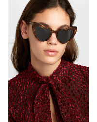 Saint Laurent Loulou Heart Shaped Leopard Print Tortoiseshell Acetate Sunglasses