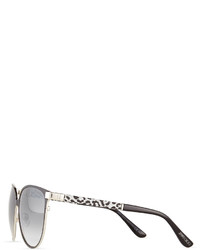 Jimmy Choo Posie Leopard Print Metal Cat Eye Sunglasses