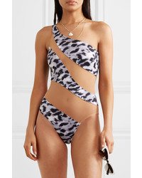 Norma Kamali Mio One Shoulder Ed Leopard Print Swimsuit