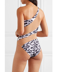 Norma Kamali Mio One Shoulder Ed Leopard Print Swimsuit