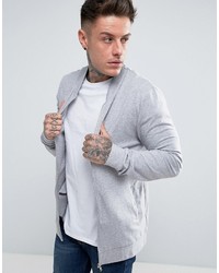 Asos Lightweight Muscle Fit Jersey Bomber Jacket In Gray Marl