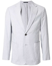 Men's Grey Linen Blazer, White Dress Shirt, Charcoal Jeans | Lookastic