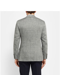 J.Crew Grey Herringbone Linen And Silk Blend Blazer