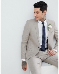 Twisted Tailor Super Skinny Suit Jacket In Stone Linen