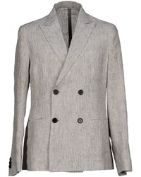 Grey Linen Double Breasted Blazer