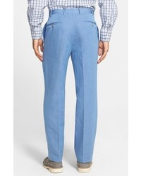 Canali Flat Front Linen Silk Trousers
