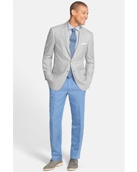 Canali Flat Front Linen Silk Trousers