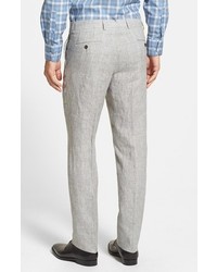 Nordstrom Flat Front Plaid Linen Trousers