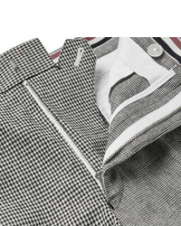 Thom Browne Grey Fun Mix Slim Fit Checked Linen And Cotton Blend Trousers
