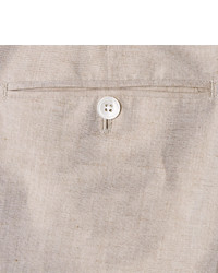 Richard James Stone Linen And Cotton Blend Suit Trousers