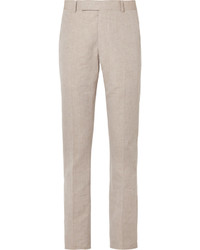 Richard James Stone Linen And Cotton Blend Suit Trousers