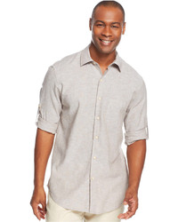 Grey Linen Long Sleeve Shirt