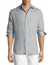 Loro Piana Andrew Long Sleeve Linen Shirt