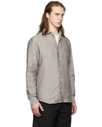 Z Zegna Grey Pure Linen Shirt