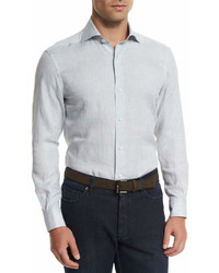 Ermenegildo Zegna Linen Long Sleeve Sport Shirt Gray