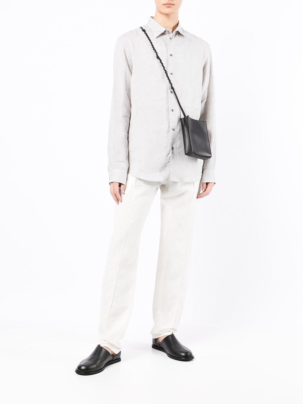 Emporio Armani Long Sleeve Linen Shirt, $141 | farfetch.com | Lookastic