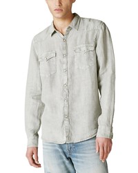Lucky Brand Western Linen Snap Up Shirt In Paloma At Nordstrom