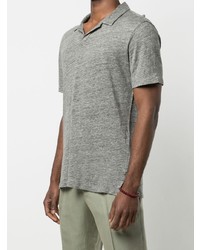 Officine Generale Open Front Linen Polo Shirt