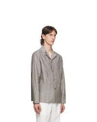 Z Zegna Grey Linen Overshirt Jacket
