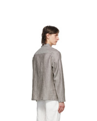 Z Zegna Grey Linen Overshirt Jacket