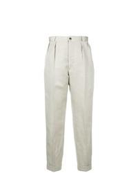 Grey Linen Tapered Pants