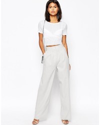 Asos Collection Wide Leg Pants In Linen