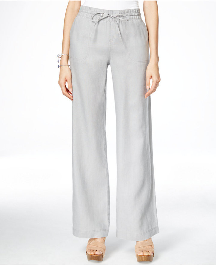 Bar III Women's High-Rise Textured Crepe Wide-Leg Pants, Created for Macy's  - ShopStyle