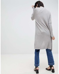 Paisie Fine Knit Ribbed Long Cardigan