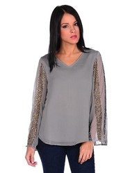 Romeo & Juliet Couture Sequin Sleeve Blouse