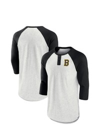 FANATICS Branded Ashblack Boston Bruins True Classics Better Believe Raglan Henley 34 Sleeve T Shirt At Nordstrom