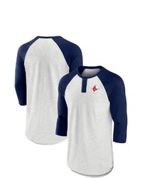 FANATICS Branded Oatmealnavy Boston Red Sox True Classics Better Believe Raglan Henley 34 Sleeve T Shirt At Nordstrom