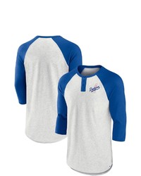 FANATICS Branded Oatmealroyal Los Angeles Dodgers True Classics Better Believe Raglan Henley 34 Sleeve T Shirt At Nordstrom