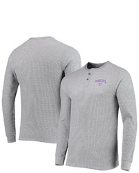 Junk Food Heathered Gray Minnesota Vikings Thermal Henley Long Sleeve T Shirt In Heather Gray At Nordstrom