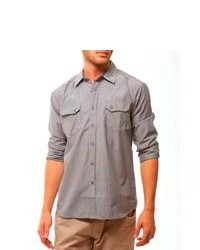 191 Unlimited Grey Two Pocket Woven Shirt