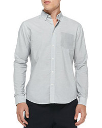 Vince Button Down Shirt With Contrast Pocket Gray