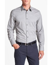 Calibrate Slim Fit Non Iron Sport Shirt Light Grey Large
