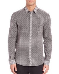 Versace Collection Patterned Stretch Cotton Button Down Shirt