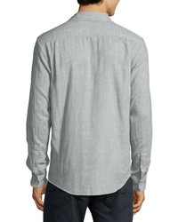 7 For All Mankind Double Face Melange Long Sleeve Sport Shirt Pale Gray