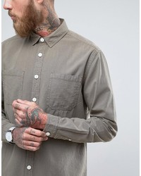 Asos Double Pocket Overshirt In Light Khaki