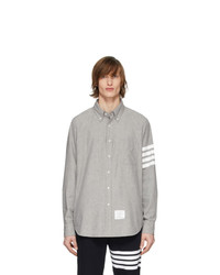 Thom Browne Grey 4 Bar Solid Stripe Shirt